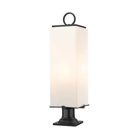 Z-Lite Sana 3 Light Outdoor Pier Mounted Fixture, Black & White Opal 593PHBR-533PM-BK